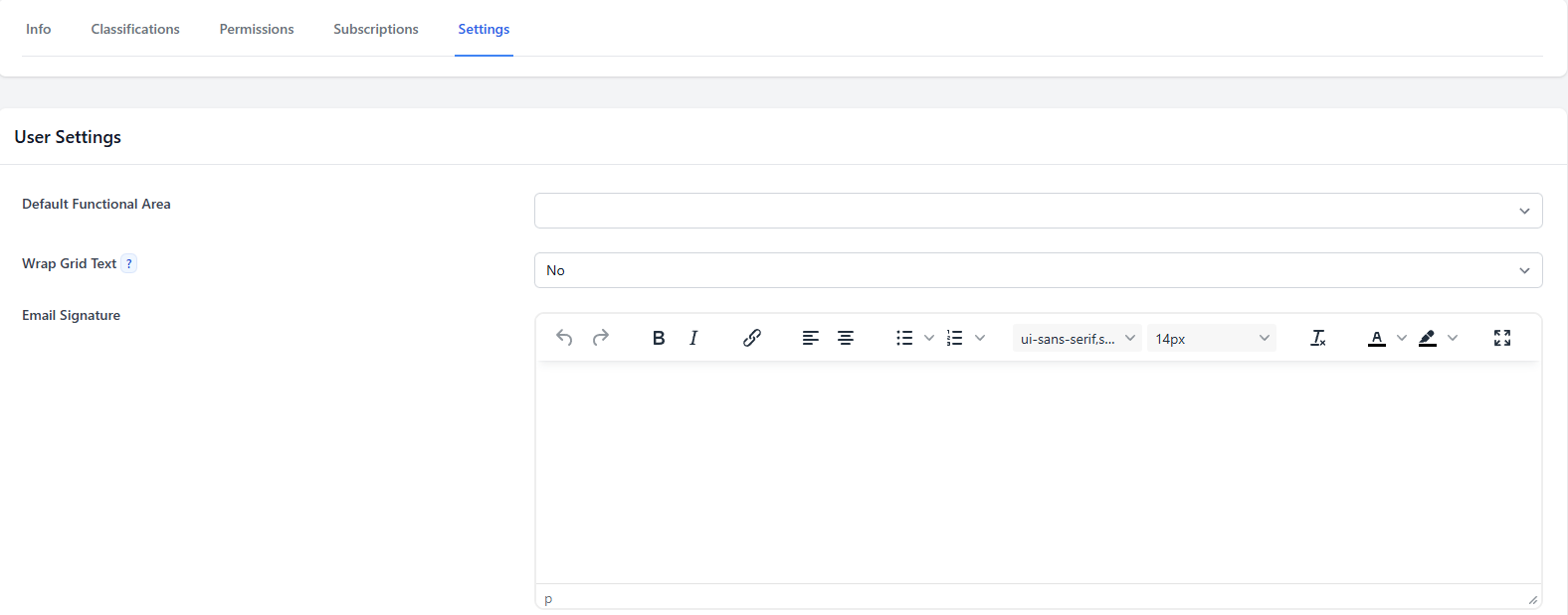 My Account Settings tab